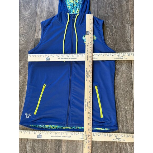 DISNEY PARKS MICKEY MOUSE MOSAIC BLUE HOODED FULL ZIP VEST WOMENS SIZE SMALL ZIP - Picture 4 of 9